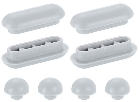 QUARKZMAN 4er Set Toiletten-Sitzpuffer, rutschfeste Kunststoff-Toilettensitz-Puffer-Set, universelle Puffer-Toilettendeckel-Gummipuffer für Zuhause Hotel, Grau
