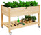 FANTASK Hochbeet aus Holz mit Ablage & Rollen, Erhöhtes Gartenbeet, Pflanzkasten mit feststellbaren Rädern & Abdeckfolie, Natur