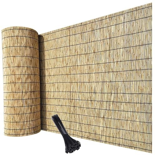 Genérico Valla De Caña Ultraligera Panel Seto Pantalla Decorativa Marrón Cerca Jardín Rollo Estera Privacidad Balcón Fácil Instalación Ocultación Vallas Anti-Vista