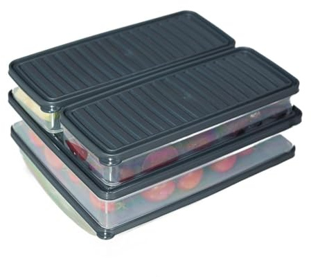 Turtle Vorratsdosen mit Deckel Set - Stilvolle Aufbewahrungslösung für die Küche, Lebensmittelecht, Verschiedene Größen und Farben, Ideal zur Organisation | Anthrazit : 2 Übergroß/2 Kleine Größe