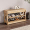 FUKEFUZ Schuhregalschrank Holz, Ottomane Mit Klappdeckel Und Stauraum, Eingangsbank Für Vordertür, Breiter Regal-Organizer Für Eingangsbereich, In 3 Farben Erhältlich, Geringer Platzbedarf(Wood,Style