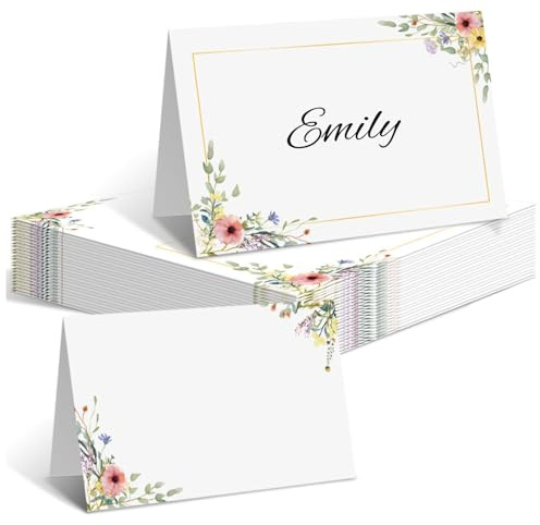 50Pcs Tischkarten für die Tabelle Einstellung, Blumen Namen Karten für Hochzeit Verlobung Braut Dusche Geburtstag Party Events (Stil 2)