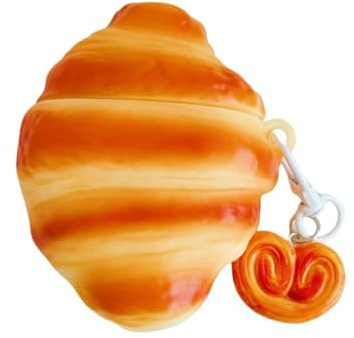 PIQIUZC Schutzhülle für Airpods Pro 3, niedliches Kawaii-Croissant-Design, Silikon-Headset-Hüllen mit Anhänger, Kopfhörer-Schutzhülle für Airpod Pro 3. Generation
