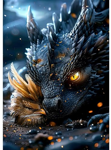 Auremi 5D DIY Kits de Peinture Diamant Dragon -Complète Animal Diamond Painting pour Adulte Débutants, Amoureux Art du Diamant, Décoration Murale Maison Peinture au Diamant Avec 30x40 cm