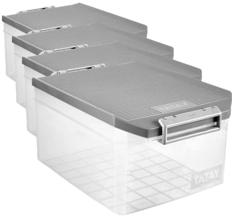 TATAY Storage Box, 14 L, Polypropylene, Grey, One Size (Pack of 4)