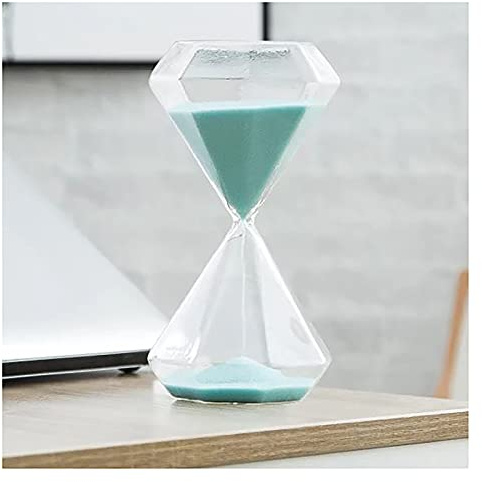 Sablier, Sablier en verre, créatif, romantique, coloré, tendance, forme de diamant(Light Blue)