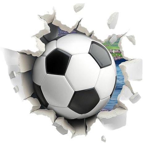 Aupawdy 3D Wandtattoo Fußball,Durchbruch Wandaufkleber für Kinderzimmer Jungen,Wandtattoo Junge Teenager, wandtattoo Fussball Deko für Schlafzimmer Deko Geschenk (B Stil, 60×60CM)