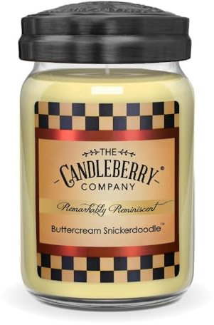 Candleberry Duftkerze im Glas mit Deckel - Buttercream Snickerdoodle (570g) - Intensiv duftende ganzjährige Kerze bis zu 160h Brenndauer für jeden Anlass, langlebig und handgegossen in den USA