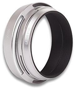 vhbw paraluce parasole 49mm compatibile con Fuji/Fujifilm FinePix X100, X100s, X100T obiettivo metallo argento