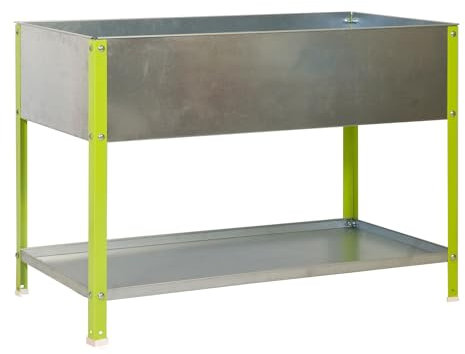 Simon Rack Huerto Urbano Metálico, Agujeros Drenaje, Capacidad 140 L, 850x900x600 mm, Huerto Terraza Exterior, Verde/Galva -Simon Garden