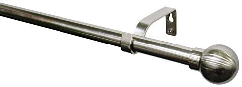 Gardinia 33661 Gardinenstangen Set Kugel 1-Lauf Ø 16/19 mm edelstahl-optik 190-340 cm, Metall