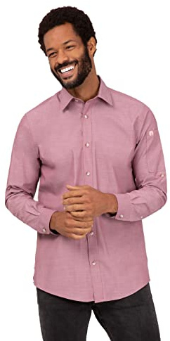 Chef Works Camicia da uomo in chambray, rosa polveroso, XXL