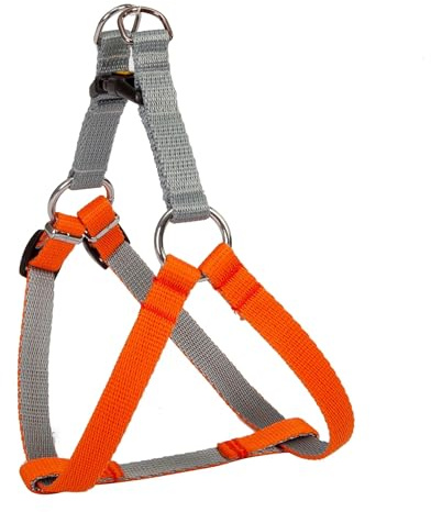 Dingo Hundegeschirr Walk-in/Step-in 'fred' Energy-Silver Kollektion Hundegeschirre aus Band Große S Breite Band 1,6 cm Brustumfang 42-54 cm Orange-Grau 94665