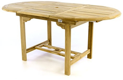 Divero Ausziehbarer Gartentisch Portofino aus Teak-Holz, unbehandelt – Farbe: Braun