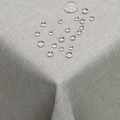 DecoHomeTextil Leinen Optik Farbe Größe wählbar - Eckig 110 x 110 BZW.110x110 BZW. 110x110 cm Hellgrau mit Lotus Effekt Tischdecke mit Fleckschutz Hellgrau TD Eckig