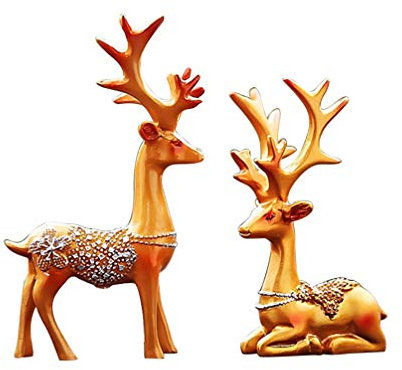 BESTOYARD 1 Paar Kleine Rentier Figur Hirsch Elch Figur mit Bonsai Weihnachten Deko Figuren Miniatur Ornament Auto Dekofigur Tierfigur Weihnachtsfigur Tischdeko Weihnachtsschmuck