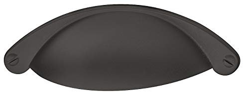 Gedotec Muschelgriff Schiebetür Schubladengriff Metall Schalengriff Vintage - ROMA | Antik schwarz matt | Möbelgriff Küche zum Schrauben | 120 x 30 mm | 1 Stück - Griff-Muschel im Landhaus-Stil