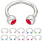 Treuheld® | Silbernes HUFEISEN Piercing Ring mit Kristallen - [39.] 1.2 x 12 mm (Kugeln: 2.5mm) - rot