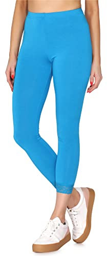 Merry Style Damen 7/8 Leggings mit Spitze MS10-342(Blau,M)