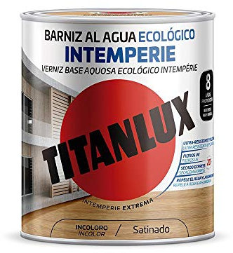 Titanlux - Barniz al Agua Ecológico Satinado Intemperie (250 ml, Incoloro 1000)