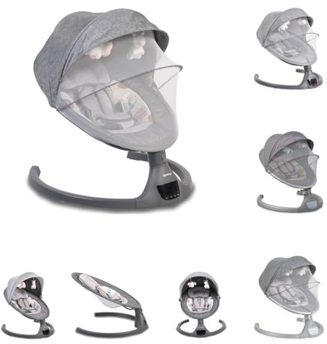 Cangaroo baby rocker iSwing funzione musica timer telecomando telaio alluminio, colorazione:grigio