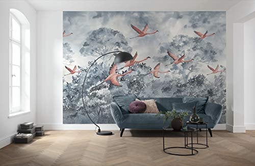 Komar Vlies Fototapete Flamingos in the Sky - Wohnzimmer, Schlafzimmer, Himmel, Flamingo, Dekoration, Tapete, Größe: 400 x 280 cm (Breite x Höhe) - 8 Bahnen - Bahnbreite 50 cm