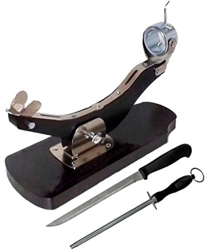 BlendNature Jamonero Giratorio Basculante Profesional Inoxidable - Incluye Cuchillo de Corte y Chaira Incorporados