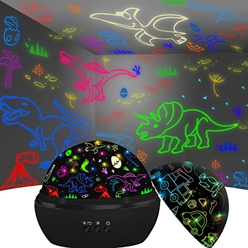 Lampe Projecteur Dinosaure pour Enfants - 16 Couleurs, Veilleuse Rotative, Décoration Chambre - Cadeau Anniversaire Noël pour 3-10 Ans
