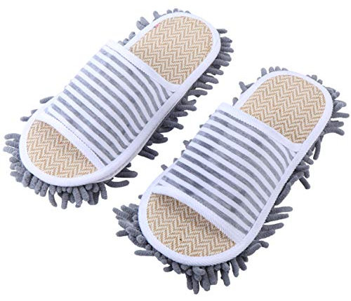 1pair Microfiber Floor Cleaning Mop Slippers for Men Women Lightweight Non-slip Cloth Slippers Soft Breathable Household Cleaning Footwear for Home Lounging