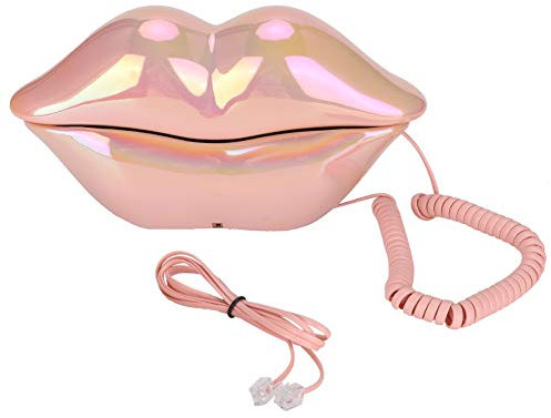 Dpofirs Lustiges Lippentelefon, Kabel Festnetztelefon Buntes Rosa Lippentelefon, mit Nummernspeicherfunktion, Galvanisiertes Lila Telefon Home Desktop Schnurgebundenes Festnetztelefon(Galvanopulver)