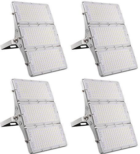 Bellanny LED Strahler Außen 200W 20000LM Fluter Flutlichter, 4er 6500K Kaltweiß Scheinwerfer, IP65 Wasserdicht Außenstrahler, Sicherheitsbeleuchtung für Garten Garage Hof Sportplatz Veranda Werkstatt