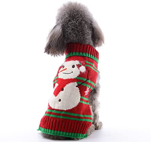 Hund Mantel Hundepullover Weiche Strickwaren Schneeflocke Weihnachten Mantel Kleidung, Rollkragenpullover Winter Hundepulli Jumper Outfit Kleine Mittlere Große Hunde (Rot, XXL)