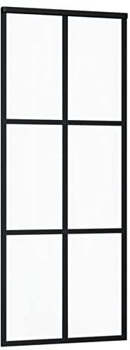 Susany Schiebetür Glastür ESG-Glas und Aluminium,Schiebetürbeschlagsatz Schiebetürsystem Schiebetürbeschlag Glasschiebetür Glasscheibe Tür,76 x 205 cm (B x H) schwarzem Druck, Aluminium
