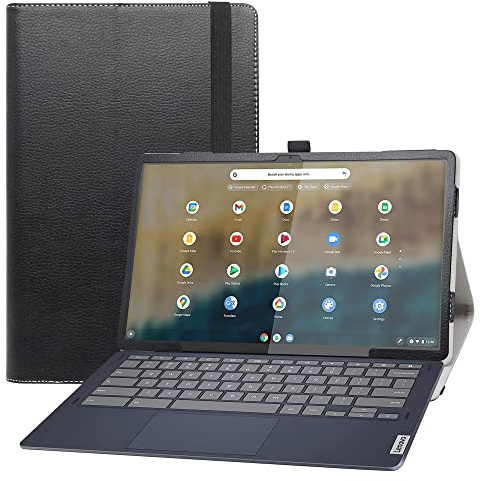 Bige for Lenovo IdeaPad Duet 5 Chromebook 13.3 Case,PU Leather Folio 2-Folding Stand Cover for Lenovo IdeaPad Duet 5 Chromebook 13.3 2-in-1 Tablet,Black