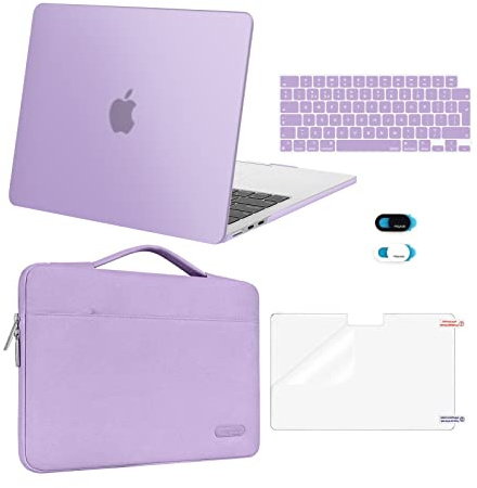 MOSISO Compatible with MacBook Air 13 inch Case M4 M3 M2 2026 2025 2024-2022 A3240 A3113 A2681, Hard Shell&Sleeve Bag&Keyboard Skin&Webcam Cover&ScreenFilm for MacBook Air 13.6 Case, Purple