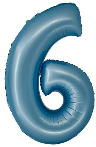 Playflip XL Folienballon blau matt Zahl 6