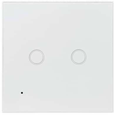 LogiLink SH0112 - Wi-Fi Smart Home Wandschalter (2-fach), über App steuerbar, IP20, Tuya kompatibel, unterstützt Amazon Alexa und Google Home