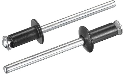 sourcing map Ciegos Remaches, 5mm x 10mm Aluminio Abierto Extremo Plano Redonda Cabeza Remache para Unión Metal Placa, Negro 25uds