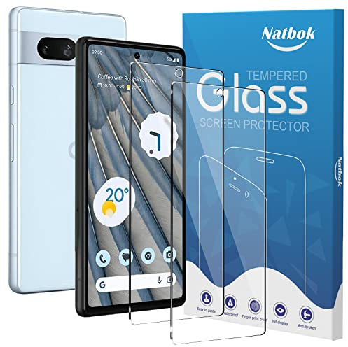 Natbok 2 Piezas Protector de Pantalla para Google Pixel 7A,Dureza 9H,Antihuellas,Sin Burbujas,0.33mm Ultra Transparente Premium Cristal Vidrio Templado para Google Pixel 7A