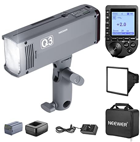 NEEWER Q3 200Ws 2,4G TTL Blitz (2. Version), 1/8000 HSS Blitzlicht, Monolicht mit QPRO-N Auslöser, kompatibel mit Nikon, Diffusor / 3200mAh Akku / 500 Blitze/Recycling in 0,01-1,8s