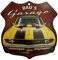 KUSTOM ART Quadro Sagomato Stile Vintage Dad's Garage Auto Gialla Stampa su Fibra di Legno HDF 23 x 22 cm.
