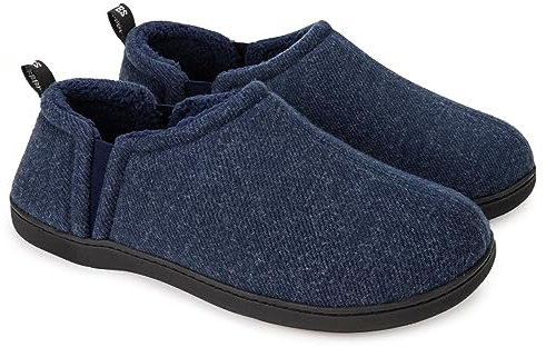 Snug Leaves Herren Fuzzy Kunstwolle Memory Foam Hausschuhe Anti-Rutsch warm Kunst-Sherpa Hausschuhe mit Doppelseitigen elastischen Einsätzen Marineblau,42/43