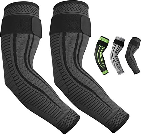 Elbow Support for Men and Women 2 Pack Anti slip Elbow Brace Adjustable Elbow Sleeve Compression Arm Sleeve for Tennis Elbow, Golfers Elbow, Arthritis, Tendonitis, Joint Pain Relief (Black, Large)