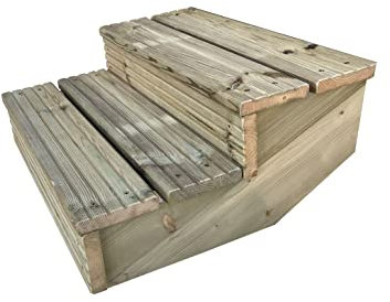 Arbor Garden Solutions decking step stringer kit, raised garden stairs (2 steps, 90cm width, natural finish)