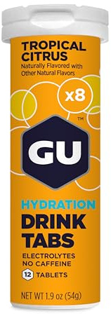 GU Energy Hydration Drink Tabs - Electrolyte Tablets for Fitness & Endurance Sports, Rehydration Beverage, Tropical Citrus, 96 Servings