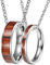 BCughia Partner Ketten für 2, Partnerketten Personalisiert Silber Halskette Personalisiert 6mm 4mm Silber Ring Inlay Holz Halsketten für Paar
