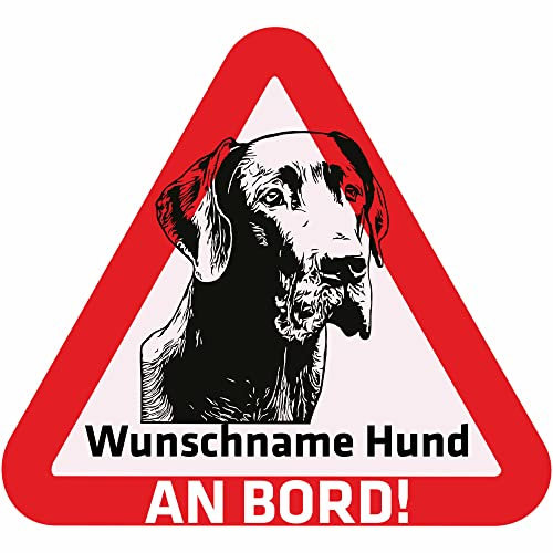 Indigos UG - Autoaufkleber selbst gestalten Namensaufkleber Hund 15 cm - Deutsche Dogge - Sticker mit Name & Wunschtext personalisiert selbstklebend - Motorrad - LKW - Heckscheibenaufkleber