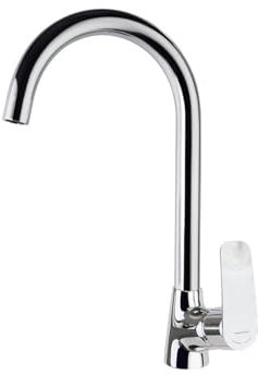 Ramon Soler - Grifo de Cocina Monomando Cromado, Ahorro de Agua, Caño Cisne, Sistema C2, Serie New Fly, Diseño Cónico, Ideal para Fregadero, Acabado Brillante
