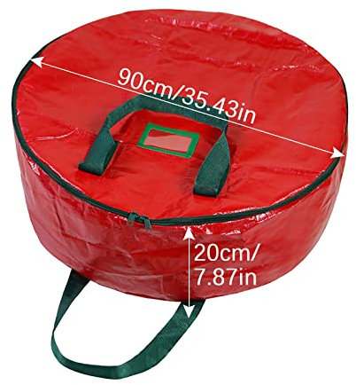weihnachtsbaum zubehör 90CM runde einlagige Aufbewahrungstasche mit Weihnachtskranz-Aufbewahrungstasche christmas tree storage bag Red
