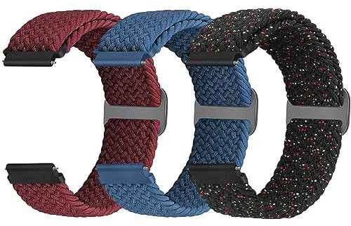 22mm Geflochtenes Armband Kompatibel mit Samsung Galaxy Watch 3 45mm/Galaxy Watch 46mm/Gear S3 Frontier/Garmin Venu 3/2/Vivoactive 4/Forerunner 570(47mm)/Amazfit Bip 6/5/GTR 4/3/2/Balance Damen Herren